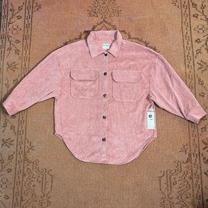 Pink Corduroy Button Up Long Sleeve Top